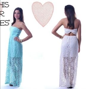 Black lace strapless dress