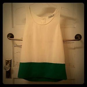 Cream/Emerald green blouse