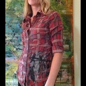 Flannel tee with birds