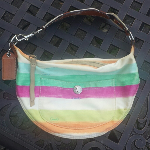 Coach Hamptons Multicolor Stripe Handbag - Picture 1 of 4