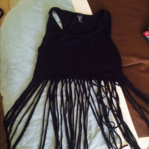 Black fringed top