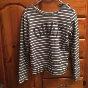 Obey gray and white striped sweatshirt