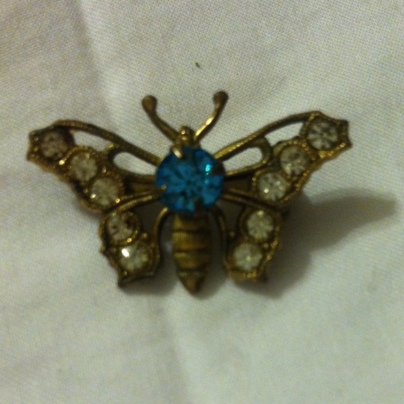 Vintage rhinestone butterfly pin