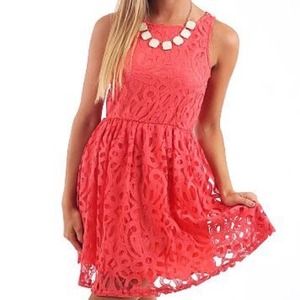Coral lace dress