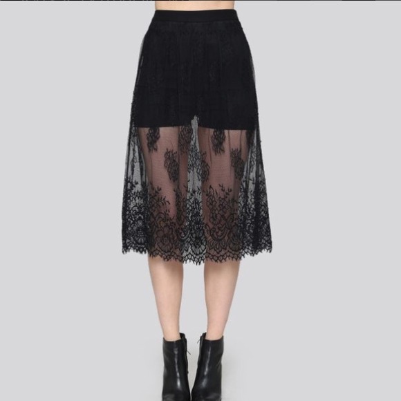 SOLD on Vinted NWT Black Lace Gypsy Midi Skirt