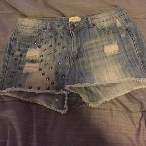 High rise studded shorts