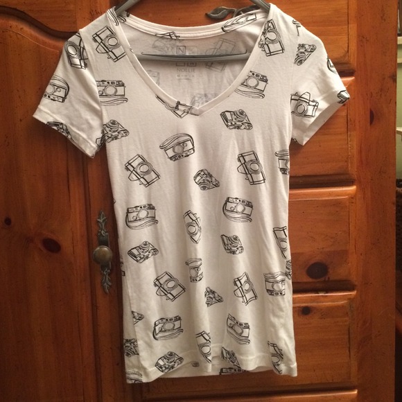 Pacsun-Nollie white t-shirt with camera pattern