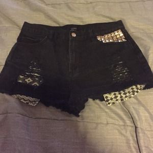 Black high rise shorts