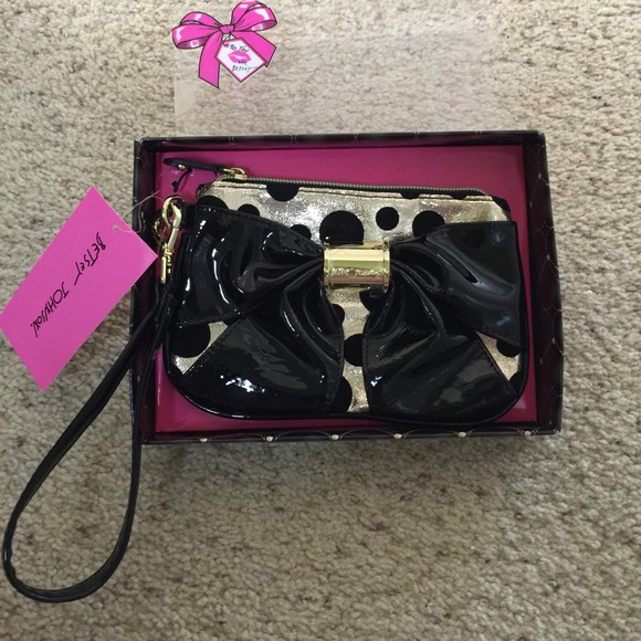 Betsey Johnson Zip Top Wristlet "Bow Nanza"