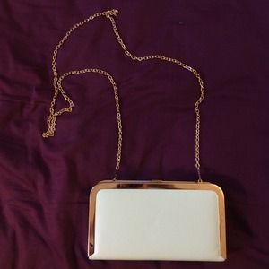 Mint like leather clutch with gold detailing