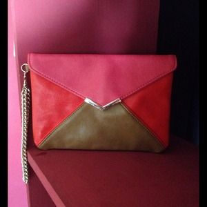 Color Block Chain Strap Wristlet / Clutch