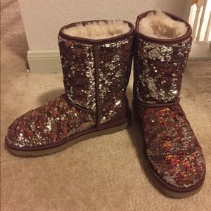 Ugg cheetah sequin camel boot
