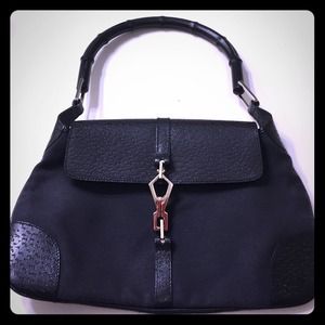 Gucci JackieO bamboo leather canvas FLASH SALE