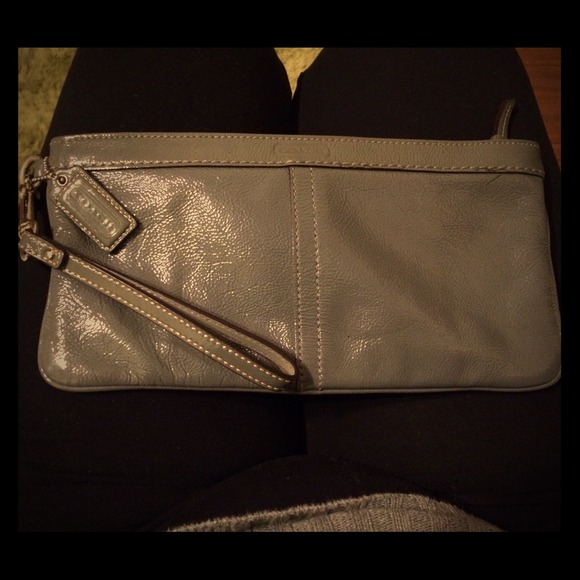 Coach Clutch in Grey Patent Leather color *ONSALE*