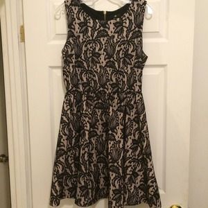 H&M Nude and Black Lace Print Cocktail Dress