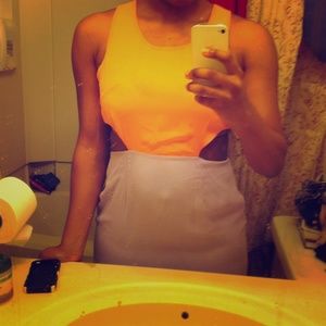 Chiffon color block cutout dress