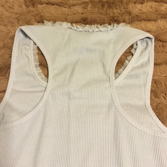 Light Blue Ruffle Long Ribbed Tank Top - Picture 3 of 3