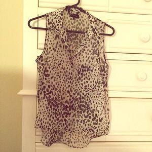 Bershka White Leopard Blouse
