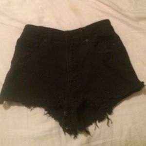 High waisted black cutoff shorts