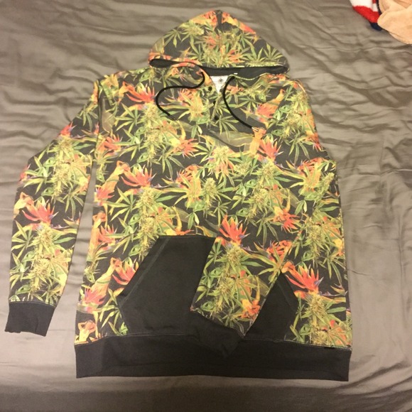 "Hula girls and Bud" Hooded Henley sweatshirt