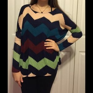 Multicolored Chevron Long Sleeve Top