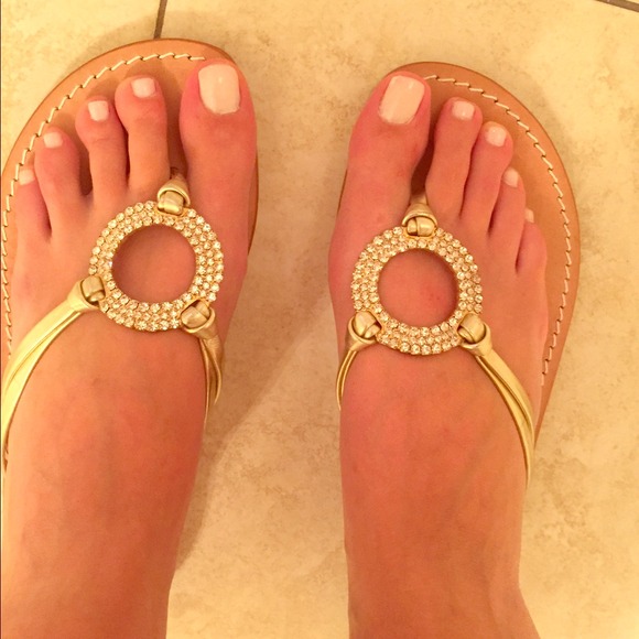 Italian made gold and rhinestone sandals