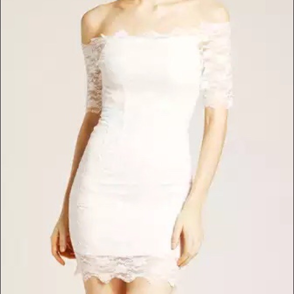 White lace off the shoulder dress. New with tags!