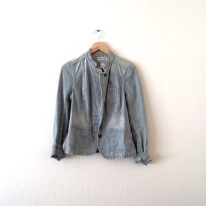 Madewell Pinstripe Light Wash Denim Jean Jacket 2