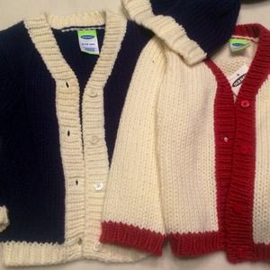 2 baby Old Navy sweater and hat combos 6-12 mo