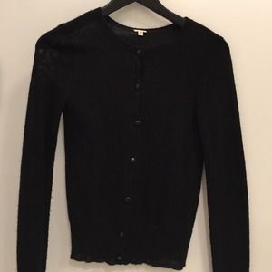 J. Crew Black Cardigan with Red Jeweled Buttons
