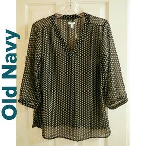 Old Navy patterned sheer peasant blouse