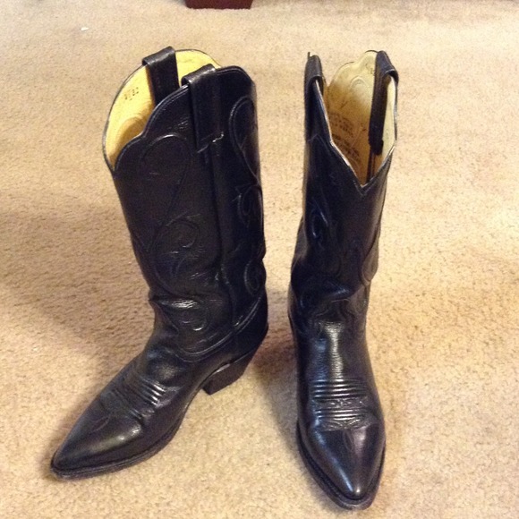 Dan Post Black Leather Cowboy Boots