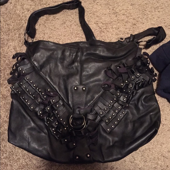 Black and Metal Studded Crossbody Bag