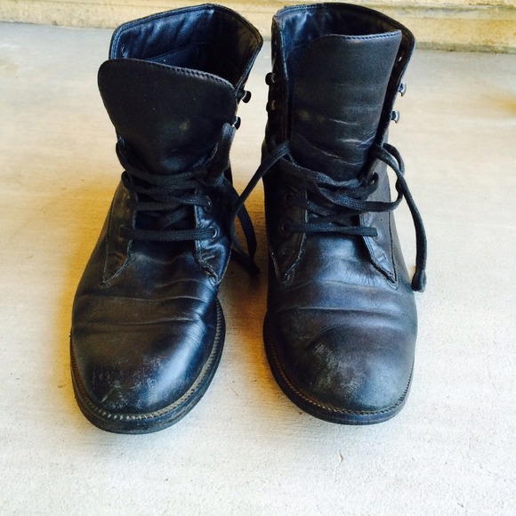 Grungy Distressed Leather Ankle Boots