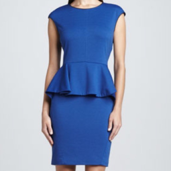 Blue Cap Sleeved Peplum Dress - Picture 1 of 4