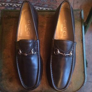 Vintage Gucci men's leather loafers.