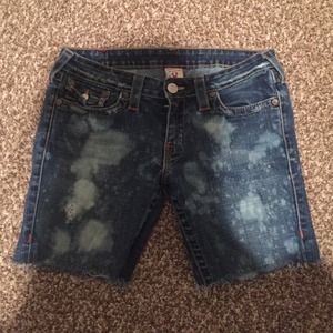 True religion shorts bleach stain
