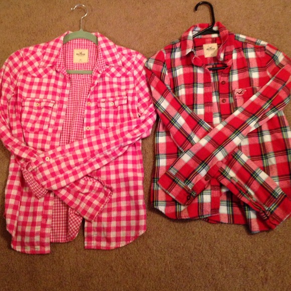 2 XS plaid Hollister button ups