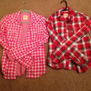 2 XS plaid Hollister button ups