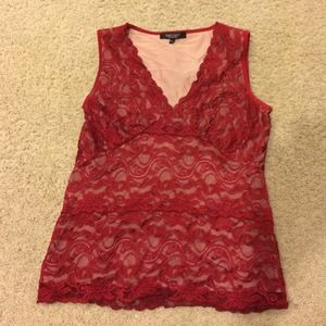 Karen Kane red lace top
