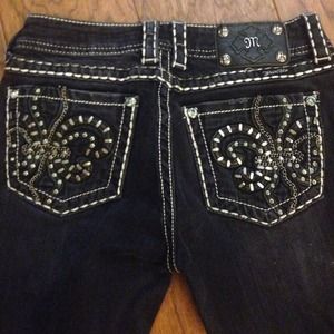 Miss Me Skinny thick stitching jeans.