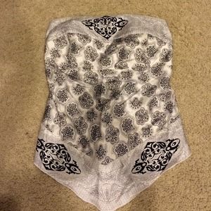 WHBM 100% silk black/white strapless top