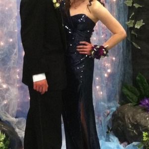 Sapphire blue sequined prom dress worn once
