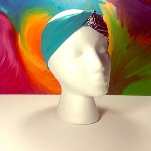 Turban Turquoise and Mixed Color Stripes