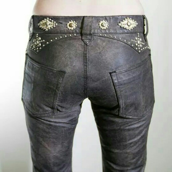 RRL RalphLauren HOT embellished leather pants RARE