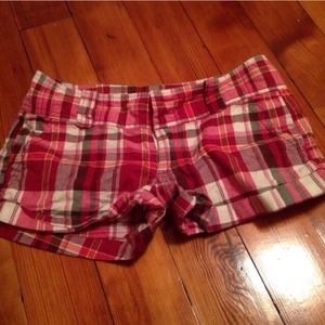 aeropostale pinkish red plaid shorts.