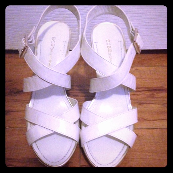 BCBG white wedges. 7.5