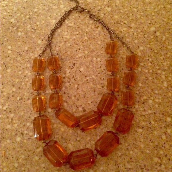 Amber bead chain necklace