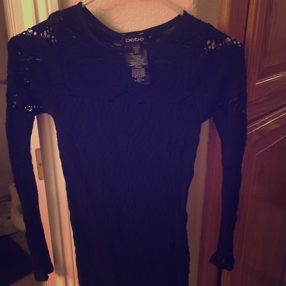 Bebe p/s small dress bodycon black long sleeve
