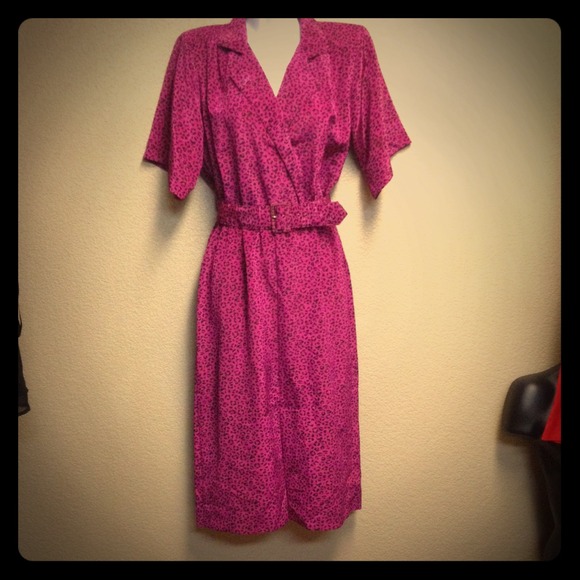 VINTAGE John Richard JR TOO Dress Fuschia Leopard